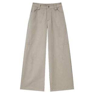 念奴娇高腰卡其绿阔腿裤女2025春装新品时尚裤子显瘦休闲裤女长裤