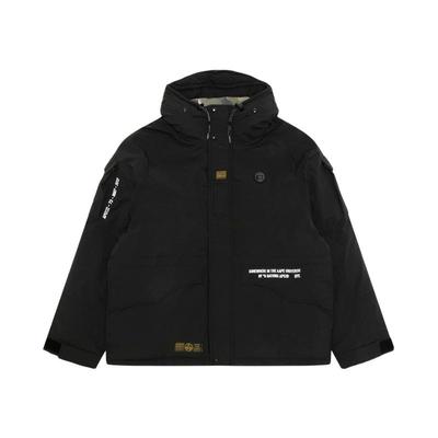 Aape做旧猿人徽章连帽羽绒服外套
