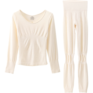 保暖内衣女秋衣秋裤套装无痕圆领打底衫2024新款秋冬季可外穿内搭