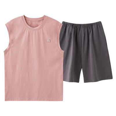 猫人男士夏季背心睡衣莫代尔2024新款男生大码宽松冰丝家居服套装