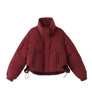 红色短款羽绒服女冬季2025新款小个子立领加厚白鸭绒韩系气质外套