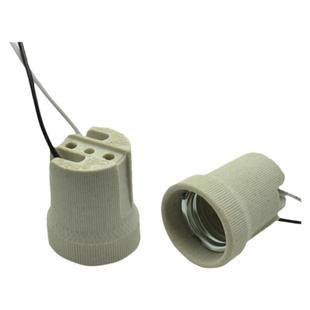 陶瓷灯头座螺口E27耐高温E14螺旋带线led灯泡浴霸灯爬虫加热灯座