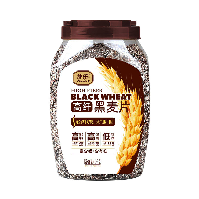 捷氏高纤黑麦片罐装原味
