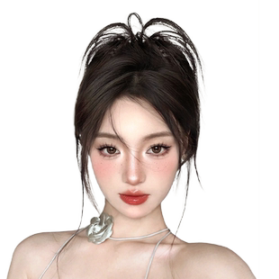 丸子头假发女鸡窝头鸡毛毽子抓夹2024新款辣妹发圈慵懒发饰假发包