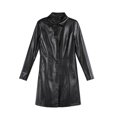 真皮皮衣女中长款小个子风衣外套