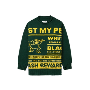 IT MM6 Maison Margiela女装破洞针织衫新款休闲复古图案嵌花毛衣