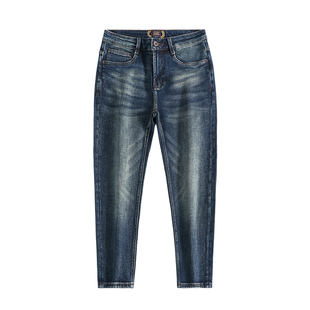 高档潮牌八分牛仔裤男2025新款矮个子宽松小短腿男生锥版九分裤子