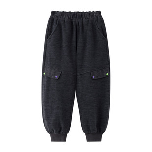 漫画家【松弛格子裤】儿童裤子25秋冬松弛抗静电保暖摇粒绒卫裤男