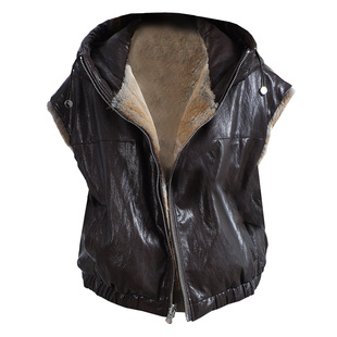 整貂皮大衣女2025冬新款青根貂内胆连帽两面穿真皮草马甲背心外套