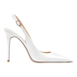 hltino2025夏季新款白色一字带软皮高跟鞋女细跟法式包头凉鞋大码