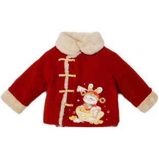 汉服儿童冬装宝宝中国风加厚毛毛衣男女兄妹拜年服新年装过年唐装