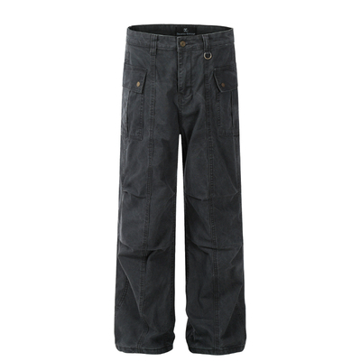 2Messages美式复古巴恩风褶皱工装裤男直筒垂感多口袋休闲百搭裤