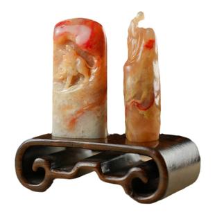 西泠印社巴林鸡血石悟道无相钮篆刻定制特惠套装(含4字篆刻)书法国画藏书章金石印章刻字手工篆刻送礼收藏