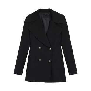 NEVA HU古堡骑士 高级感翻领双排扣西装大衣女中长款收腰气质外套