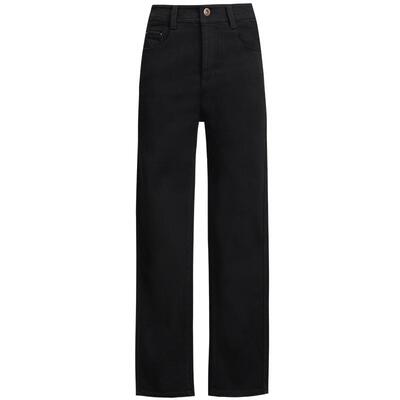 墨蒂珂自然腰水洗黑色直筒牛仔裤