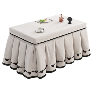 长方形烤火桌子罩套高级感冬天珊瑚绒烤火被茶几取暖桌罩加绒加厚