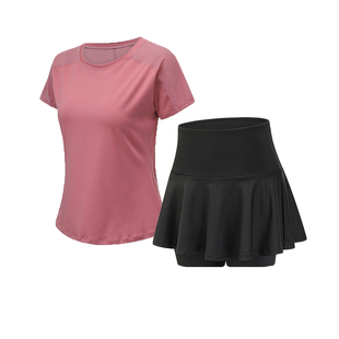 胖mm大码宽松运动跑步裤裙裤套装女健身薄款速干瑜伽网球羽毛球服