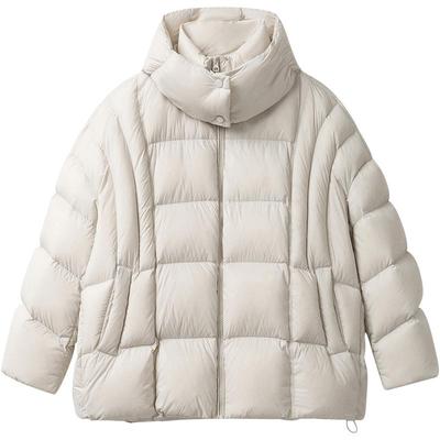 播商场同款绗缝半高领连帽羽绒服女24冬季新款短款外套BDR4RD4114