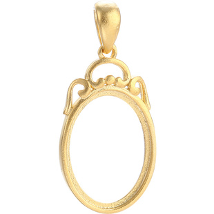 沙金吊坠空托配饰S925纯银吊坠托女古法金方形吊坠托蜜蜡琥珀空托