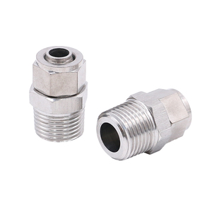 304不锈钢快拧接头 高压直通终端锁母式PU四氟软塑料尼龙PE管接头