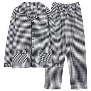 秋冬款睡衣男士长袖中厚款纯棉家居服中青年居家服套装加大码灰色
