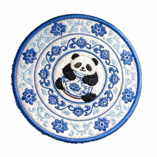 熊猫刺绣青花瓷布艺茶杯垫家用防滑餐垫送老外国朋友节日礼物礼盒