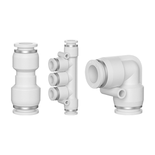 白色气动快插PU气管接头PG/PV/PK变径直通PKG/04/06/08/10/12直通