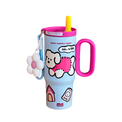 高颜值吸管保温杯大容量车载陶瓷