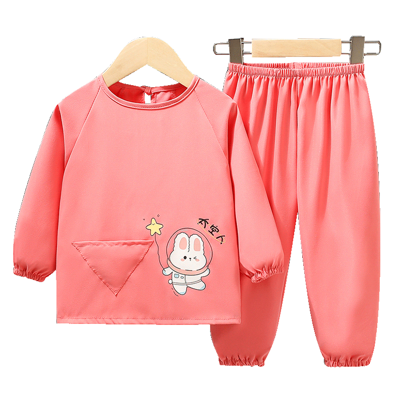 儿童分体罩衣罩裤宝宝秋冬季外穿防水防脏洋气新款吃饭护衣反穿衣