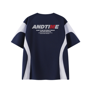 andtime美式拼接凉感吸湿排汗运动训练短袖投篮篮球速干骑行服t恤