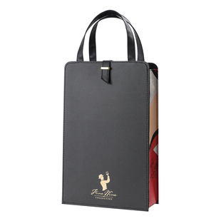 红酒包装礼盒左和右高档红酒袋2支红酒皮袋手提袋双支红酒盒定制