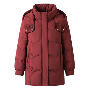 恒源祥集团Fazeya妈妈羽绒服中长款白鸭绒加厚保暖冬季奶奶女外套