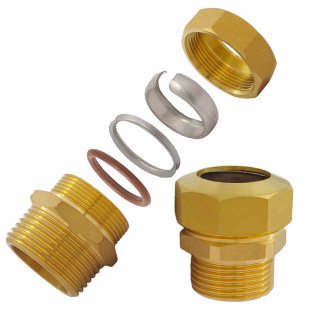 加厚新式外牙铜管卡套直接外丝卡套平板太阳能集热器卡套铜接头