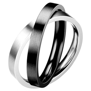时尚钛钢戒指男款个性简约交叉双环食指环高级感手饰2025新款潮人