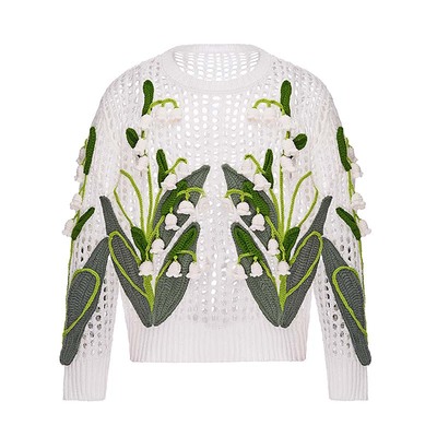 山谷少年春夏钩织铃兰套头针织衫