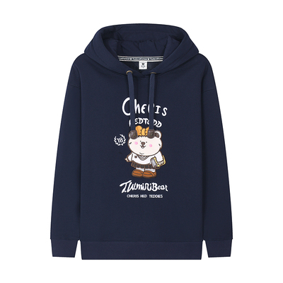 小熊刺绣加绒外套棉质卫衣