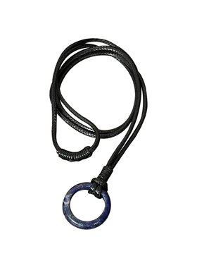 三环路圆环天然石蜡绳项链