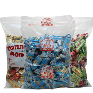 俄罗斯进口斯拉夫apnadha酸奶威化糖牛奶巧克力喜糖1000克包邮