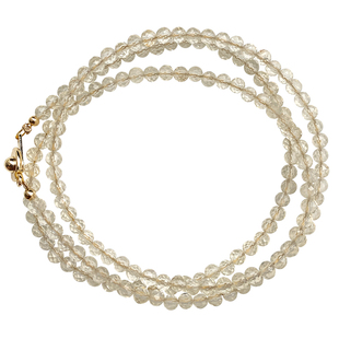 钻石刻面天然黄水晶三圈手链极细迷你珠水晶多圈手串项链包金按扣