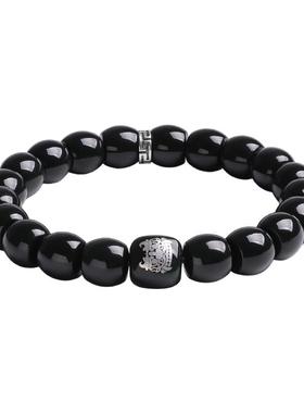 印象眸和田玉手串青玉男款错银