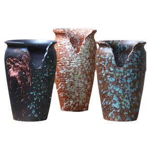 透气中小细高切口缺口悬崖群生多肉植物老桩造型粗陶刻绘陶瓷花盆