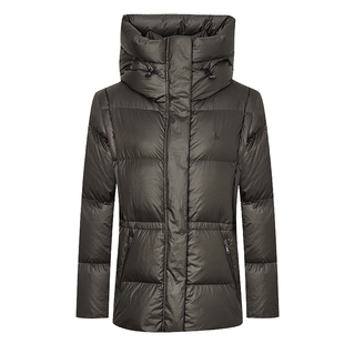 Hazzys哈吉斯时尚亮面鸭绒羽绒服女士冬季简约休闲宽松保暖外套潮