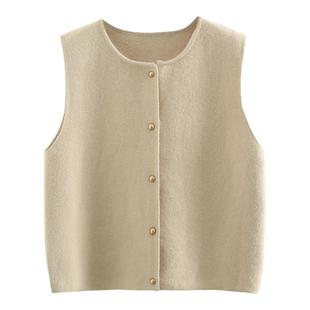 大码毛衣背心女胖mm春装2024新款韩版时尚圆领单排扣针织马甲外搭