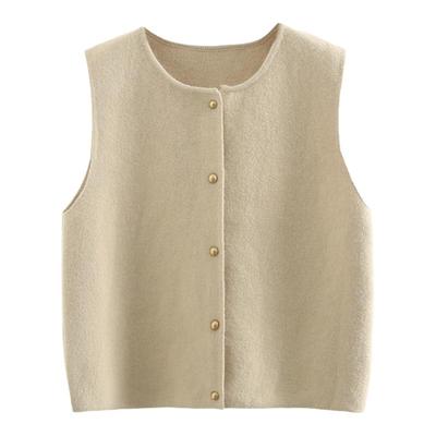 大码毛衣背心时尚单排扣圆领马甲