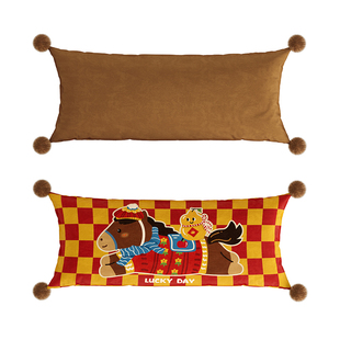 小马蒂奇腰枕客厅沙发家用马年新年喜庆氛围感红色长条夹腿靠背垫