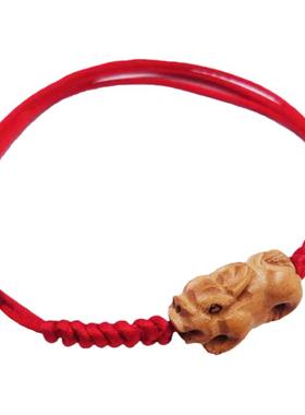 桃木貔貅本命年红绳手链脚链