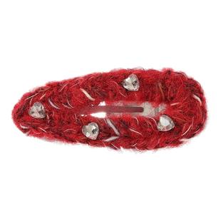 DODOGOGO红色爱心发夹2026新年边夹精致毛线编织发夹刘海夹BB夹