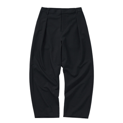 714street弯刀廓形褶裥西裤