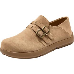 大东勃肯鞋女鞋2025年春秋新款复古平底圆头两穿舒适橡胶底全包鞋