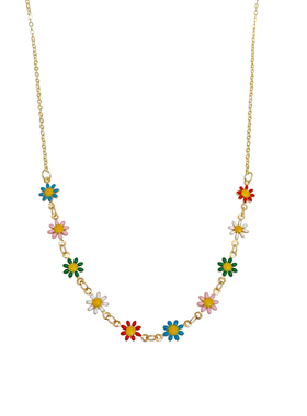 日韩合金材质彩色雏菊项链女